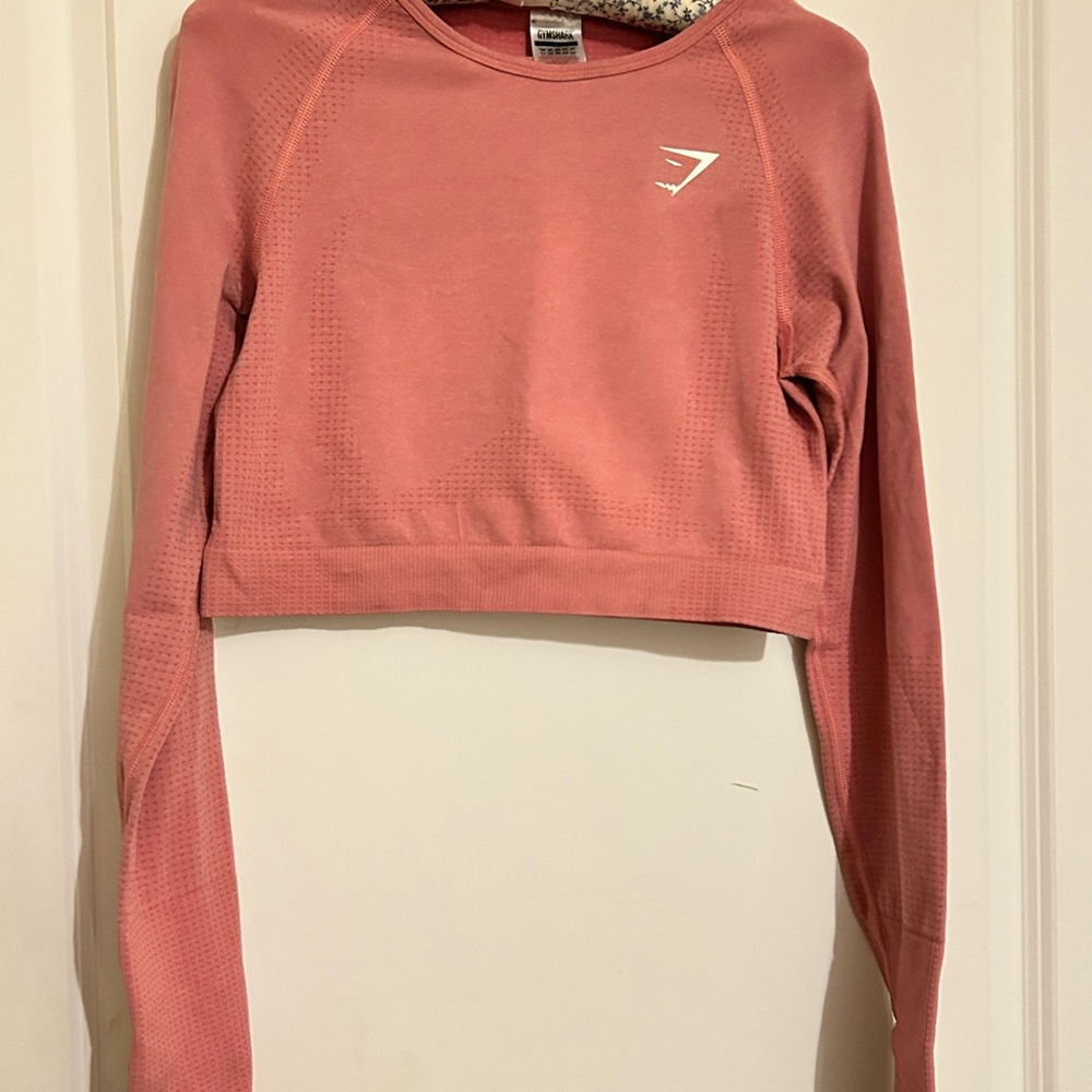 Gymshark Pink Cropped Long Sleeve Hoodie